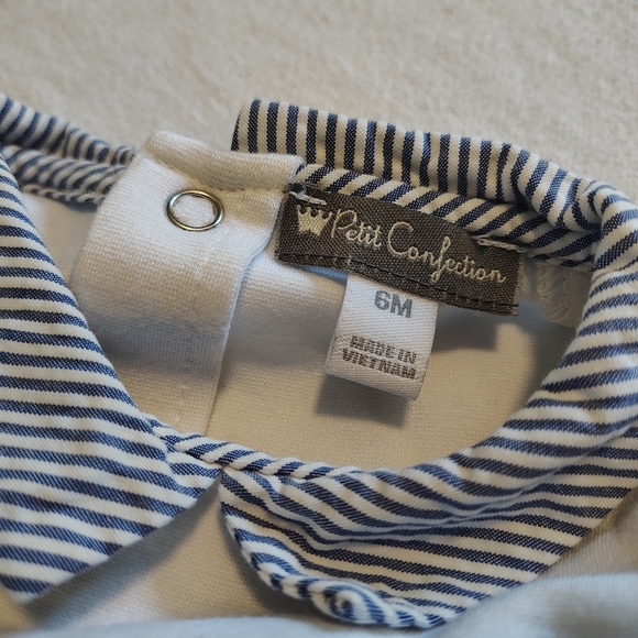 Petit Confection Baby Boy Infant Sailboat Seersucker Outfit Preppy Nautical 6 Mo - Picture 4 of 8